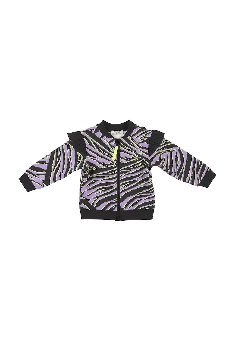 Bluza sport cu fermoar si imprimeu Zebra  - Zebra`s, Negru si Lila, pentru fetite, Negru
