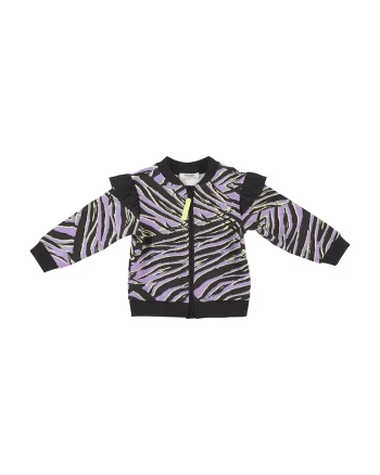 Bluza sport cu fermoar si imprimeu Zebra  - Zebra`s, Negru si Lila, pentru fetite, Negru