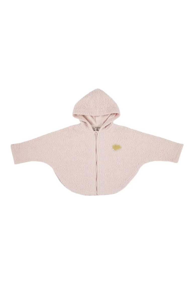 Hanorac cu gluga din material Teddy  - Cotton Candy, Roz, pentru fetite, Roz