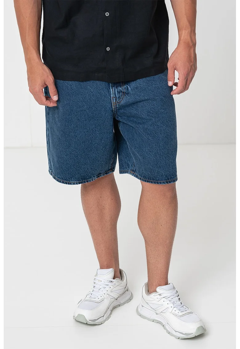 Bermude din denim cu croiala supradimensionata, Albastru inchis
