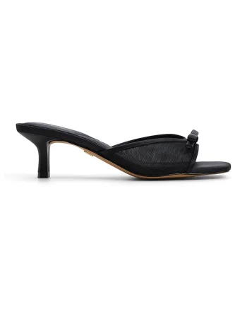 Sandale cu toc si funda decorativa Begoniaa, Negru