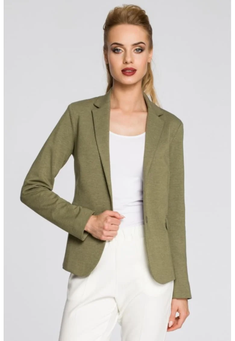 Sacou cambrat, inchis cu nasture,  Verde