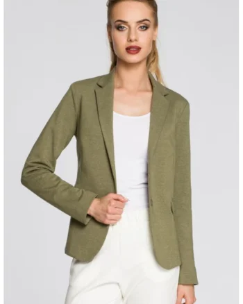 Sacou cambrat, inchis cu nasture,  Verde
