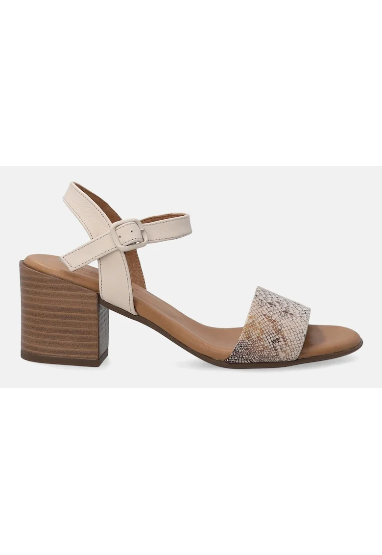 Sandale din piele nabuc cu model piele de reptila