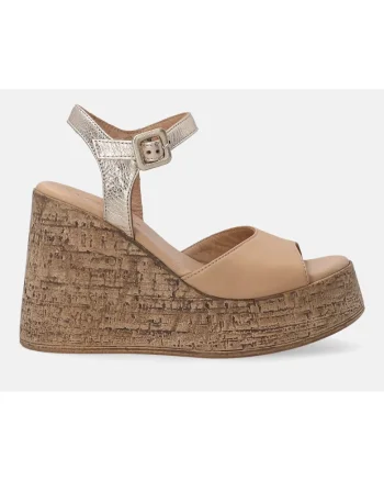 Sandale wedge cu detaliu metalizat