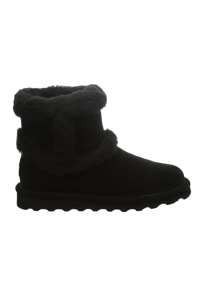 Ghete din piele intoarsa cu captuseala din lana, Negru stins