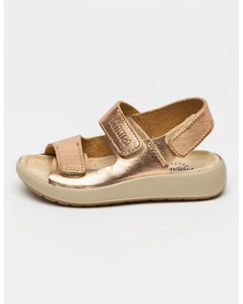Sandale din piele cu logo, Auriu rose