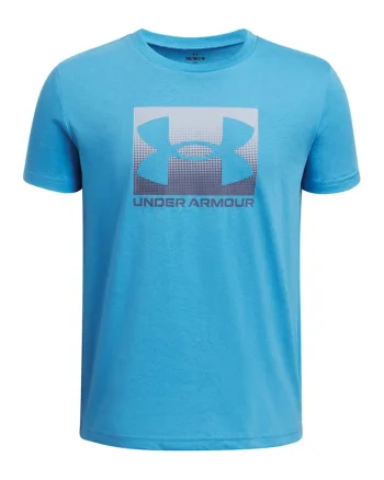 Tricou cu logo din amestec de bumbac Boxed Sports, Albastru aquamarin