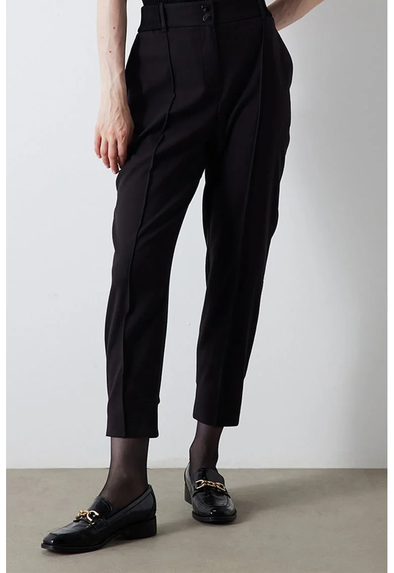 Pantaloni crop cu croiala conica, Negru