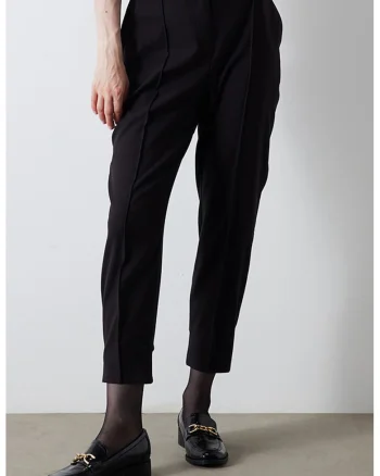 Pantaloni crop cu croiala conica, Negru
