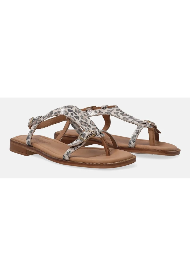Sandale cu bareta separatoare si model cu animal print