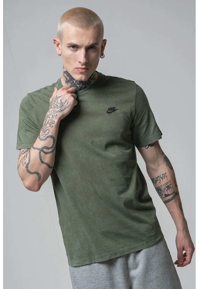 Tricou de bumbac cu logo, Verde feriga
