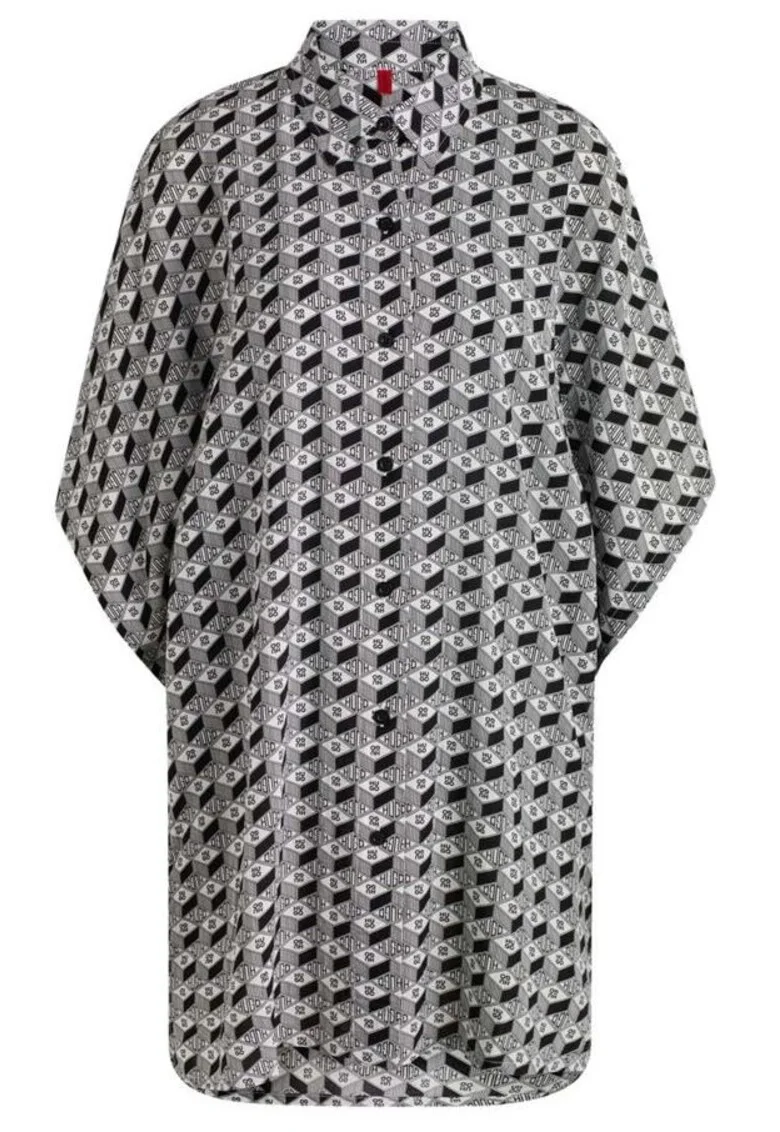 Rochie cu design relaxat și imprimeu, Alb