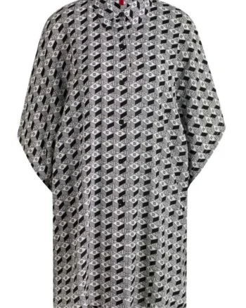 Rochie cu design relaxat și imprimeu, Alb
