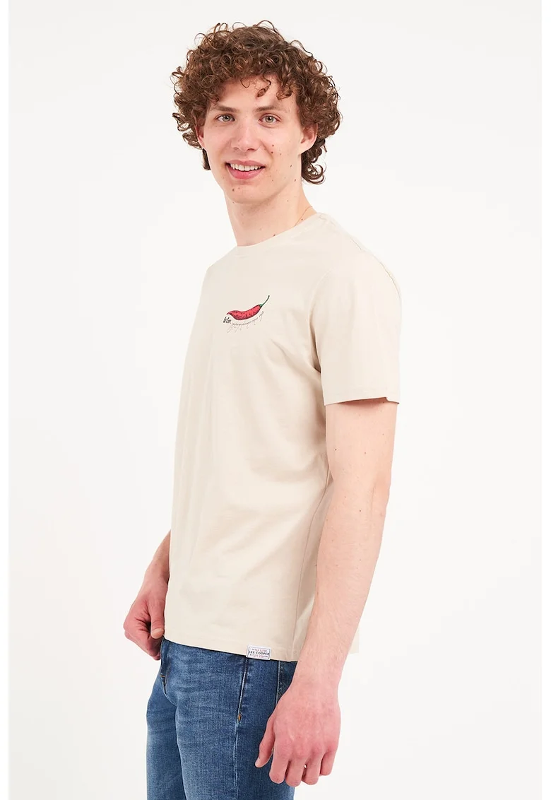 Tricou cu imprimeu grafic, Bej deschis