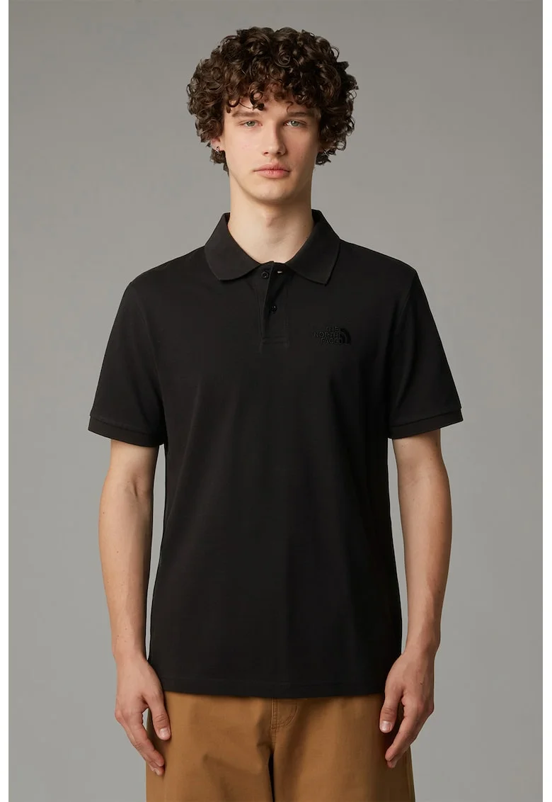 Tricou polo cu logo brodat, Negru