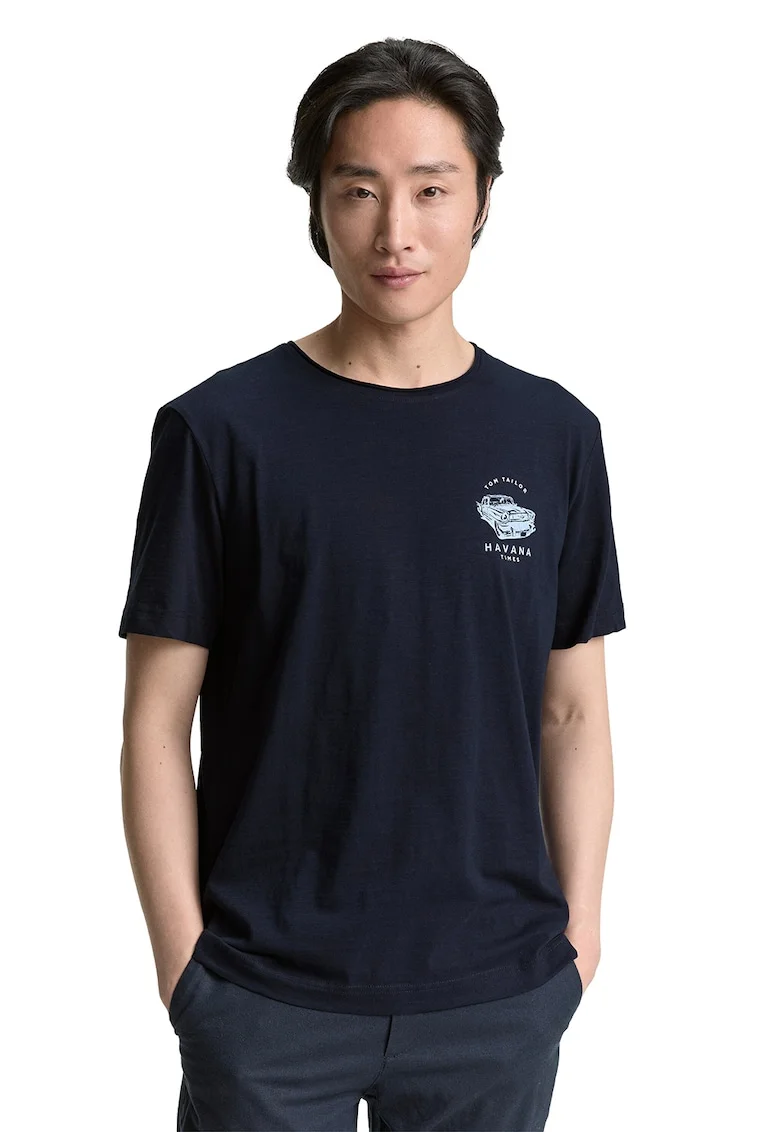 Tricou de bumbac cu logo, Albastru ultramarin