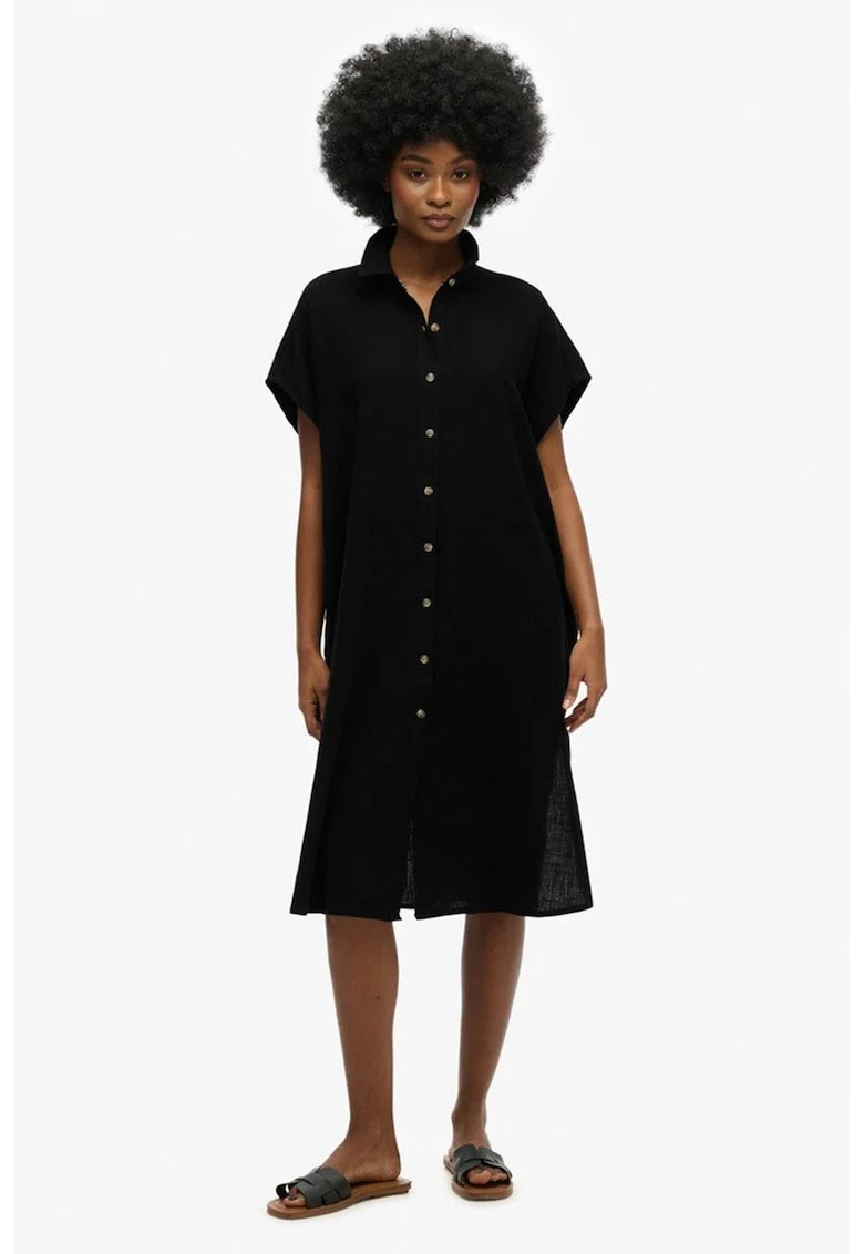 Rochie-camasa cu slituri laterale, Negru
