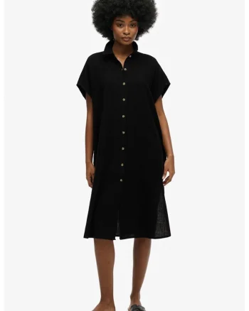 Rochie-camasa cu slituri laterale, Negru