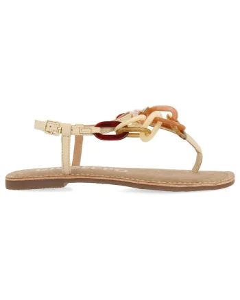 Sandale de piele cu talpa plata Medley, Alb murdar
