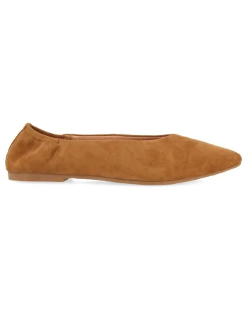 Balerini de piele intoarsa cu varf ascutit, Caramel