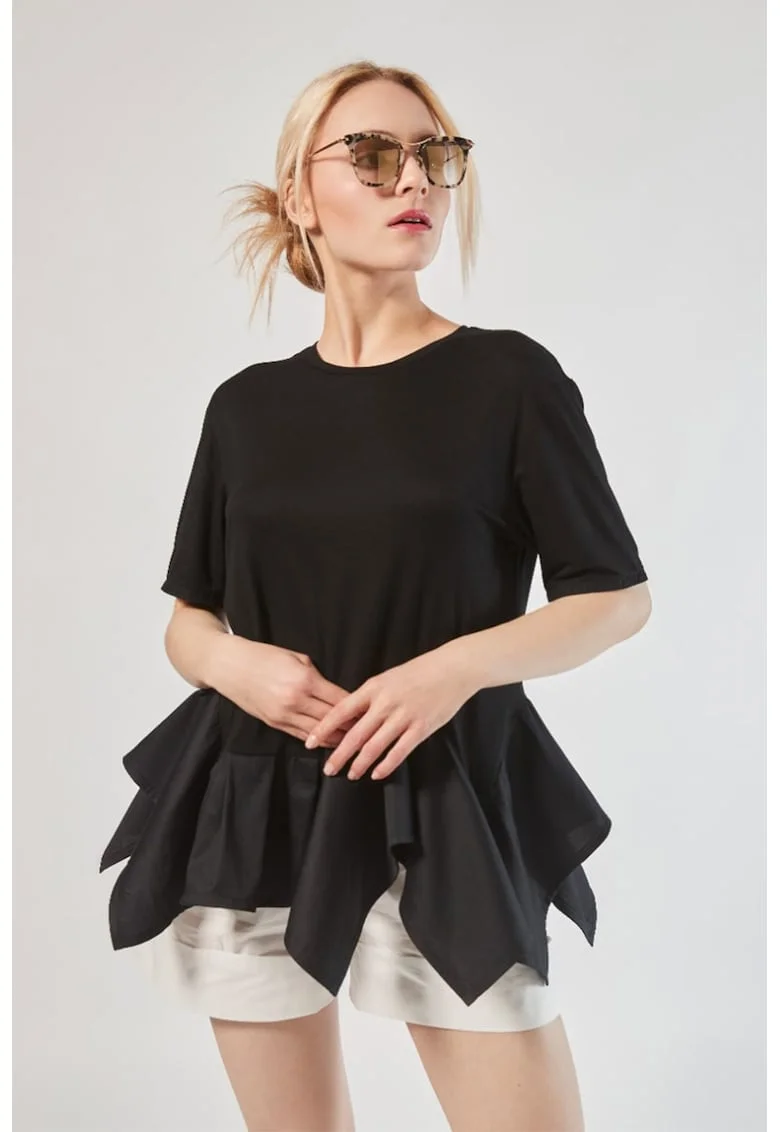Tricou asimetric Flo, Negru