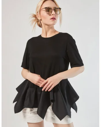 Tricou asimetric Flo, Negru