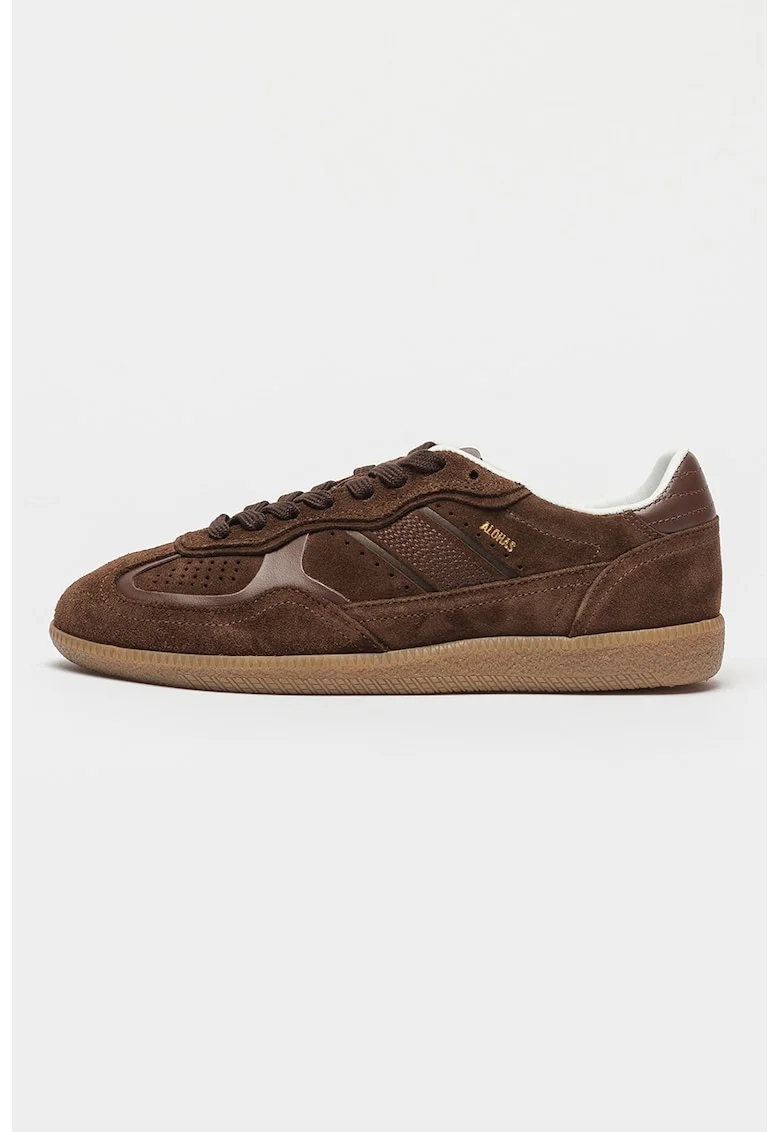Pantofi sport low-cut de piele intoarsa Rife, Maro