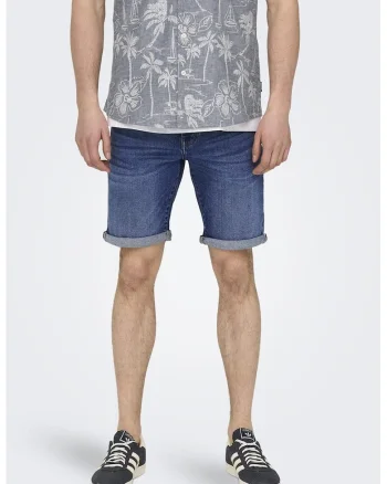 Blugi scurti slim fit, Albastru inchis
