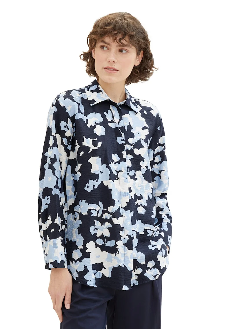 Camasa cu model floral, Bleumarin