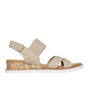 Sandale de piele ecologica cu velcro, Maro nisip