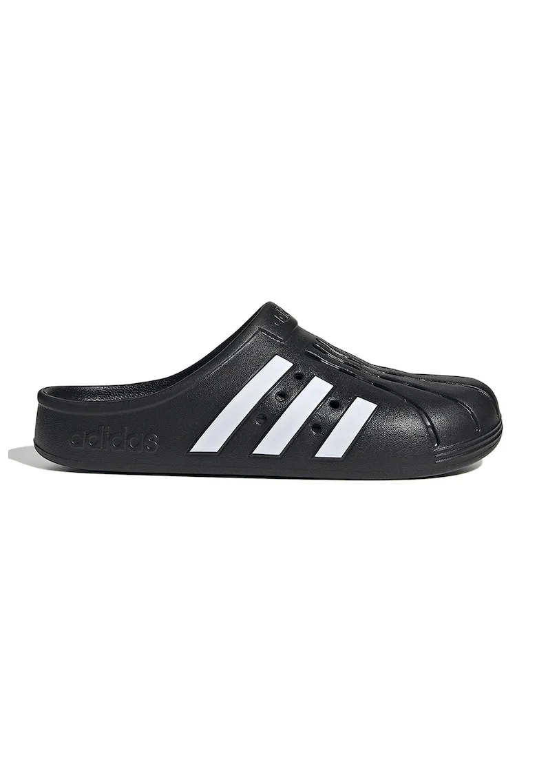 Saboti din cauciuc Adilette, Alb/Negru stins
