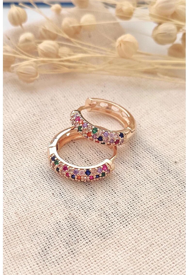 Cercei cu zirconia, Auriu rose