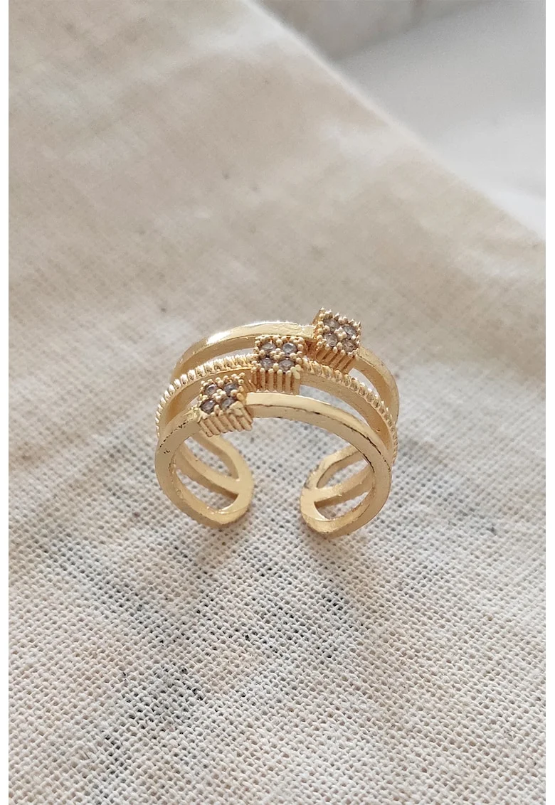 Inel ajustabil cu zirconia, Auriu