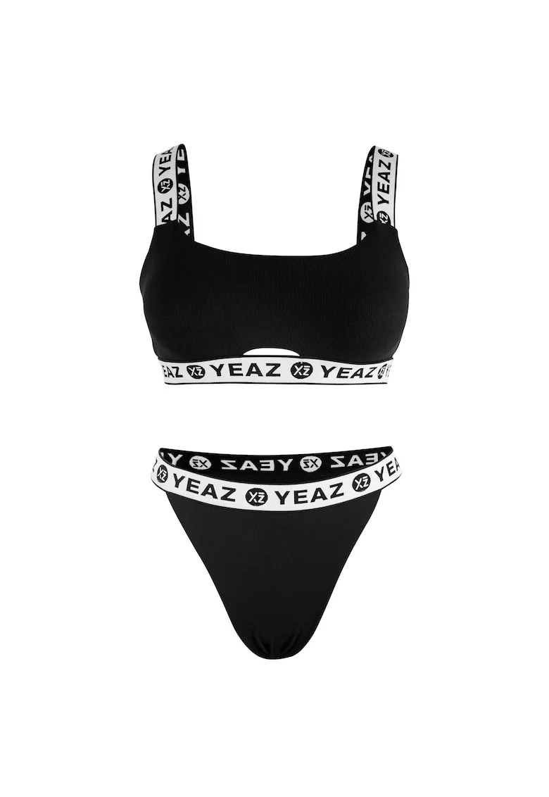 Costum de baie din doua piese cu benzi logo BAGATELLE 28997, Negru