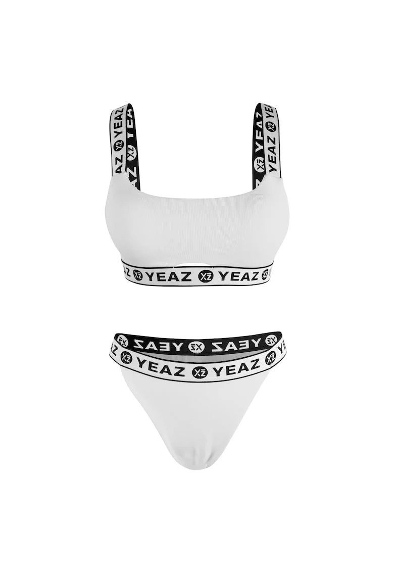 Costum de baie din doua piese cu benzi logo BAGATELLE 28997, Alb