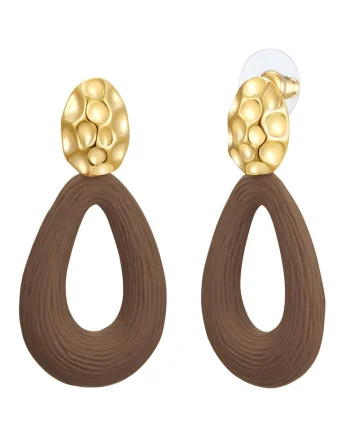 Cercei drop placati cu aur de 14K, Auriu/Galben