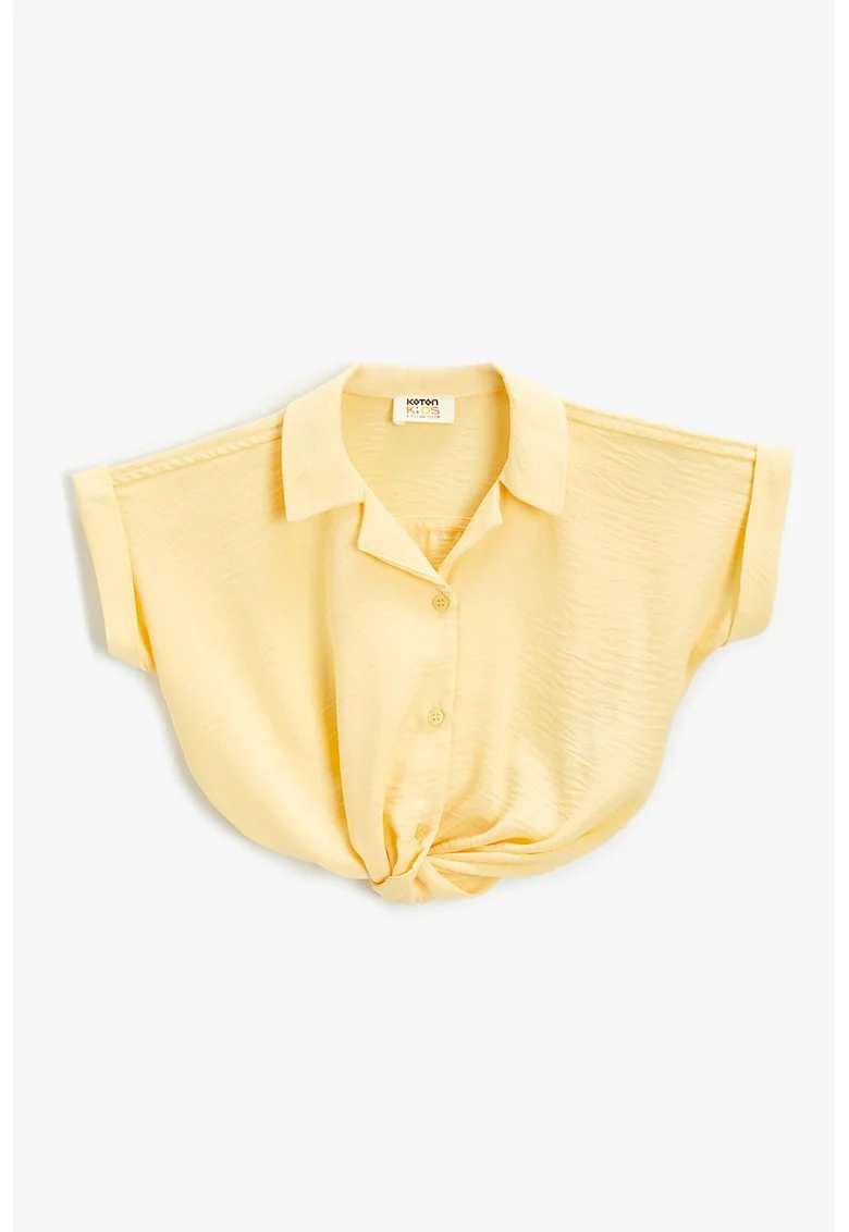 Camasa crop cu revere decupate, Galben