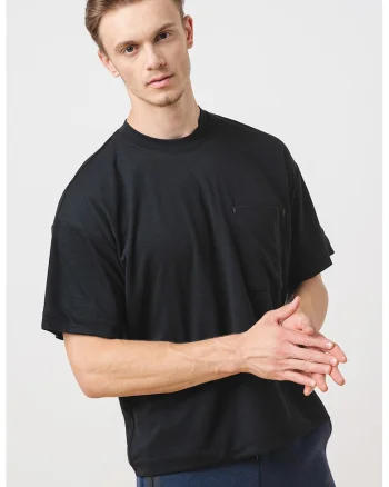 Tricou cu tehnologie Dri Fit si decolteu rotund, Negru