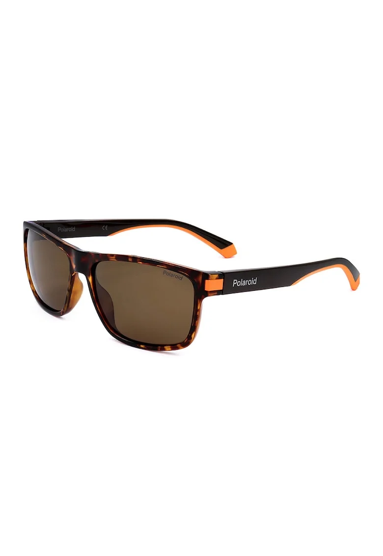 Ochelari de soare wayfarer polarizati cu lentile uni, Negru/Portocaliu