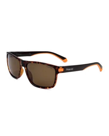Ochelari de soare wayfarer polarizati cu lentile uni, Negru/Portocaliu