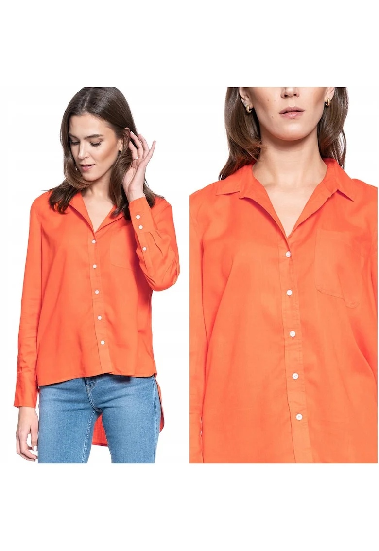 Camasa Dama,  Elisa Solid Lyocell, Croi: Regular Fit, Stil: Drept, Inchidere: Nasturi, Compozitie Material: 100% Lyocell, Portocalie, 1 Bucata