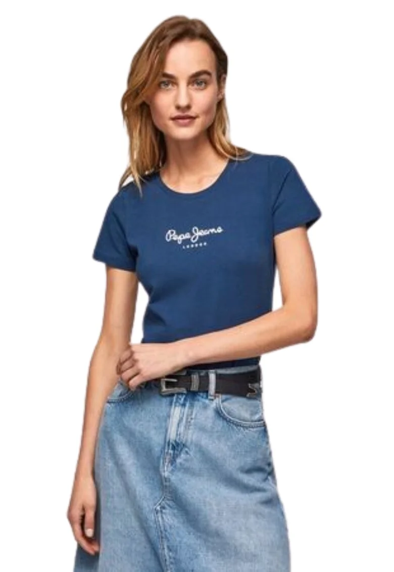 Tricou dama  Virginia, maneci scurte, bumbac/elastan, bleumarin