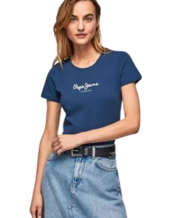 Tricou dama  Virginia, maneci scurte, bumbac/elastan, bleumarin