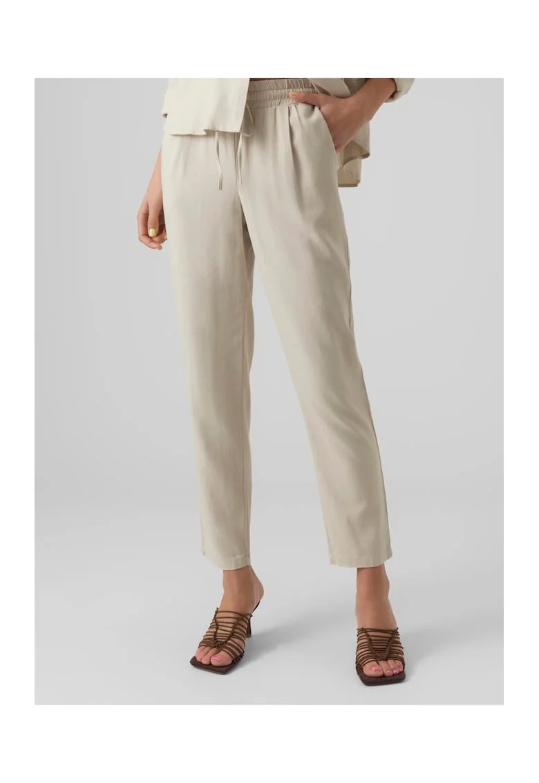 Pantaloni lungi dama,  7060, Textil, Bej deschis