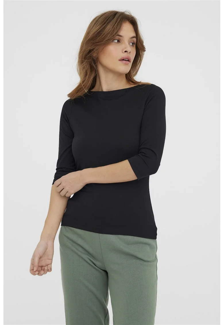 Bluza din amestec de modal cu maneci 3/4, Negru