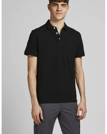 Tricou polo slim fit de bumbac organic Paulos, Negru