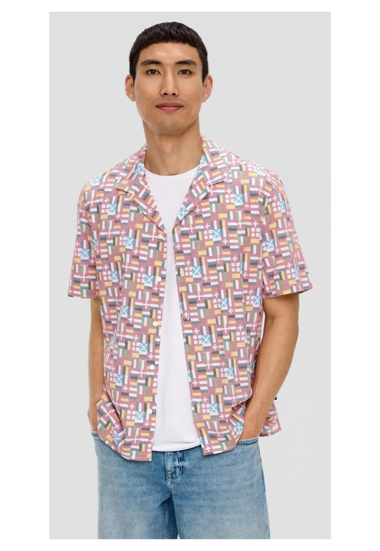 Camasa barbati cu maneca scurta, Regular fit, Rosu deschis