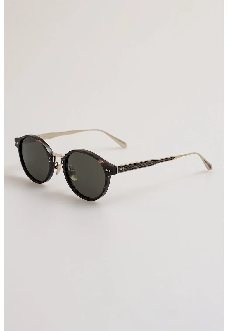 Ochelari de soare unisex cu rama din argint veritabil si corn de bizon Marco, Auriu/Negru/Argintiu
