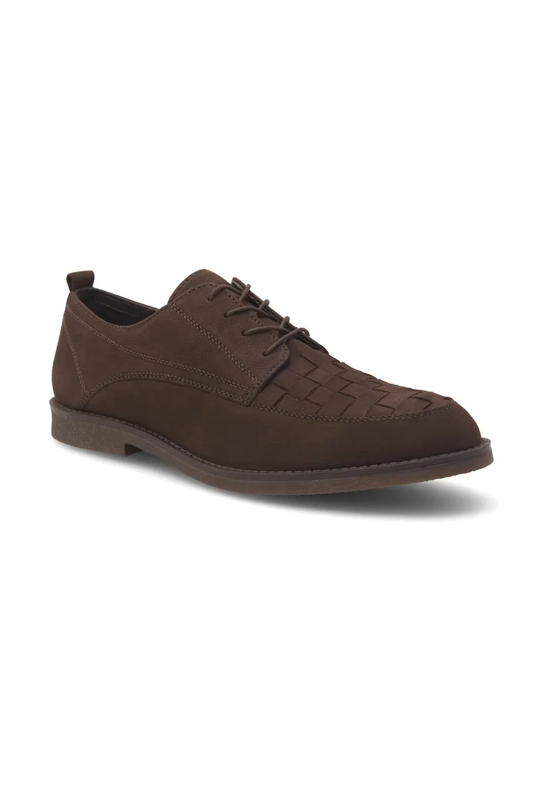 Pantofi barbati,  562665, Piele nabuc, Maro